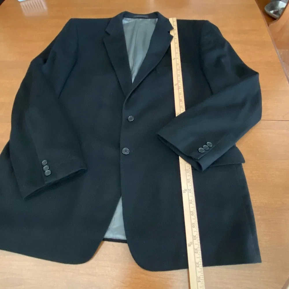 Ken's Man's Shop Piacenza Pure Italian Cashmere Black Blazer Mens 48L USA Made